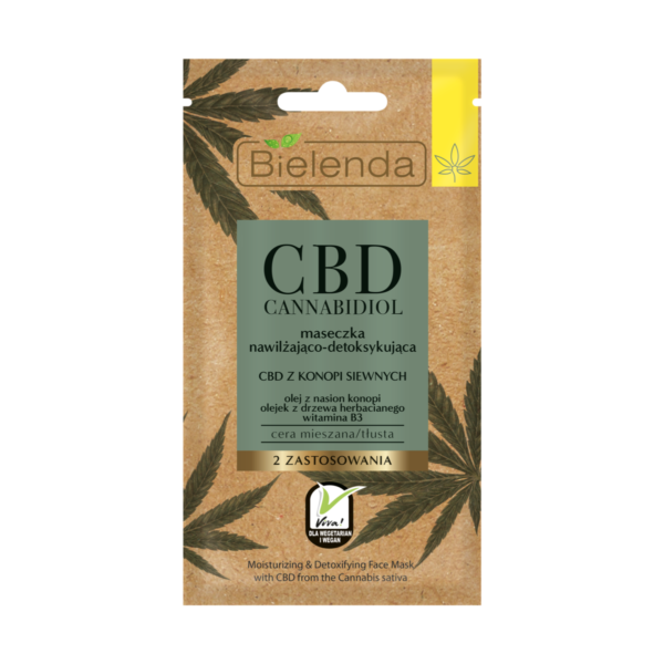 CBD Kannabidiol Nawilżająco-detoksydująca maska ​​z CBD z konopi, mieszana, tłusta skóra 8 g
