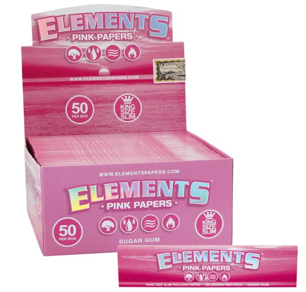 Bibułki bletki ELEMENTS PINK King Size Slim - Image 3