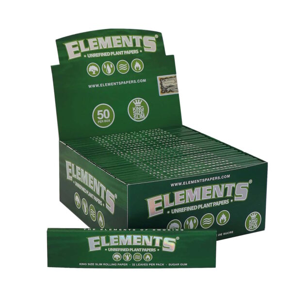 Bibułki bletki ELEMENTS GREEN King Size Slim - Image 3