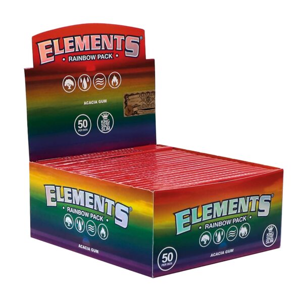 Bibułki bletki ELEMENTS RAINBOW King Size Slim 32x50 BOX - Image 3