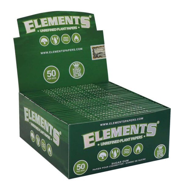 Bibułki bletki ELEMENTS GREEN King Size Slim 32x50 BOX - Image 3