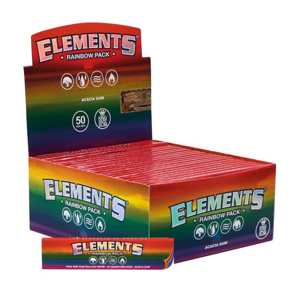 Bibułki bletki ELEMENTS RAINBOW King Size Slim 32x50 BOX